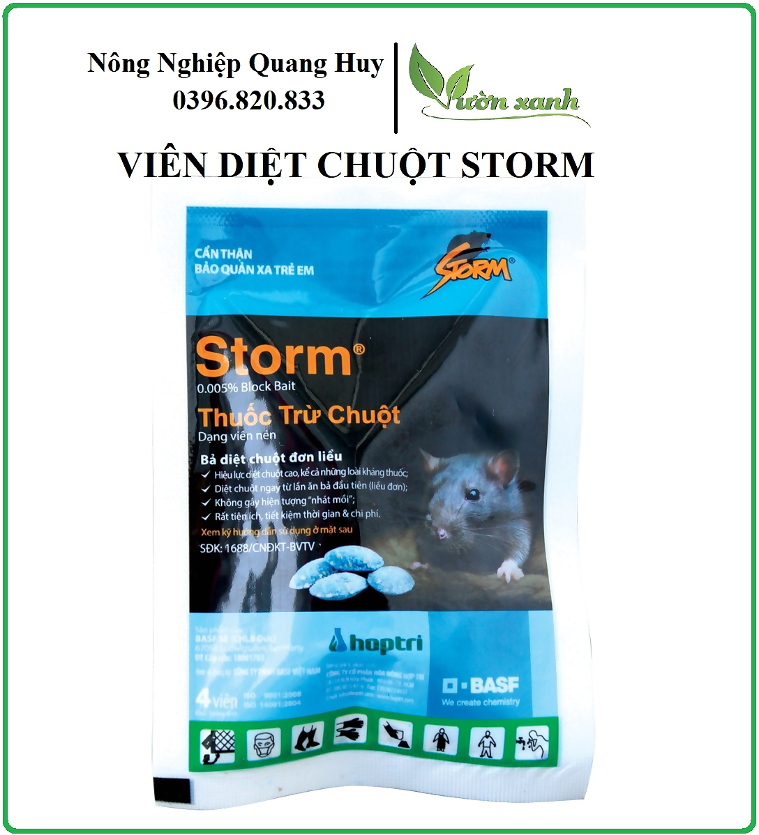 Gói diệt chuột STORM 20 viên, bả diệt chuột sinh học an toàn, cực nhạy